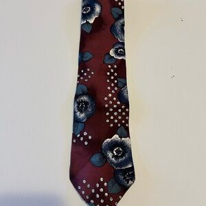 Elegant Floral Maroon Tie by‎ Zylos George Machado